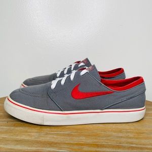 Nike Zoom Stefan Janoski Gray And Red Canvas Shoe
